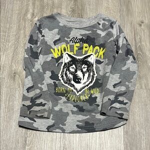 Kids Gray Camouflage Wolf Pack Shirt